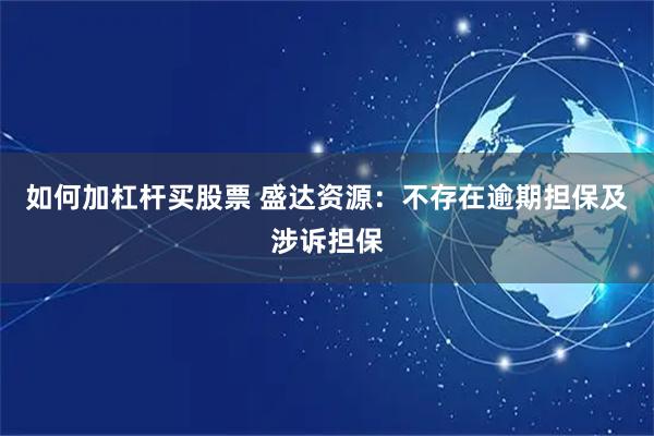 如何加杠杆买股票 盛达资源：不存在逾期担保及涉诉担保