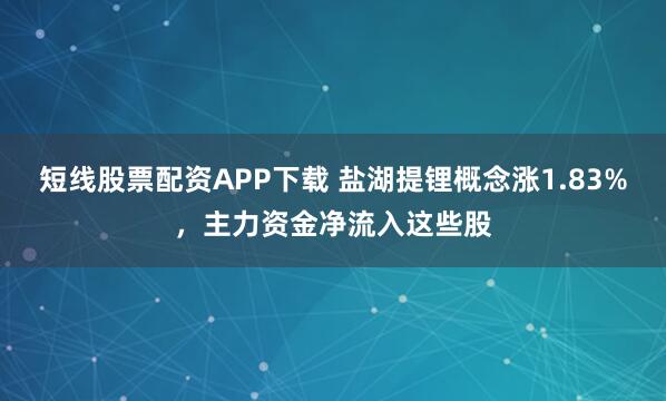 短线股票配资APP下载 盐湖提锂概念涨1.83%，主力资金净流入这些股